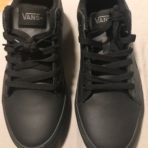 Leather all black vans